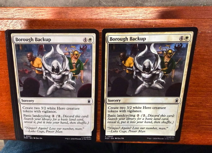Two copies of the same MTG card placed side by side for a direct condition comparison
